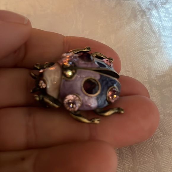 Art Deco Scarab Beetle Pin, Lavender Bug Pin - Picture 3 of 6